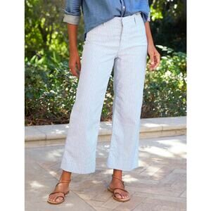 Frank & Eileen Wexford Cropped Wide Leg Striped Trouser Pants Blue White 8